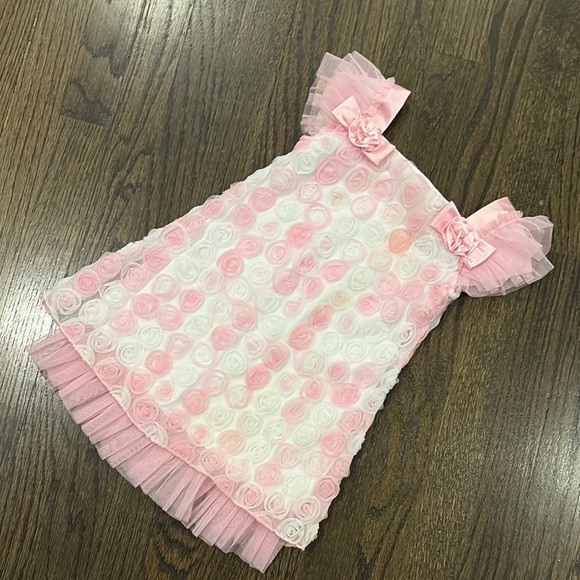 Pink and White Rosette Dress Size 3T - Picture 5 of 5